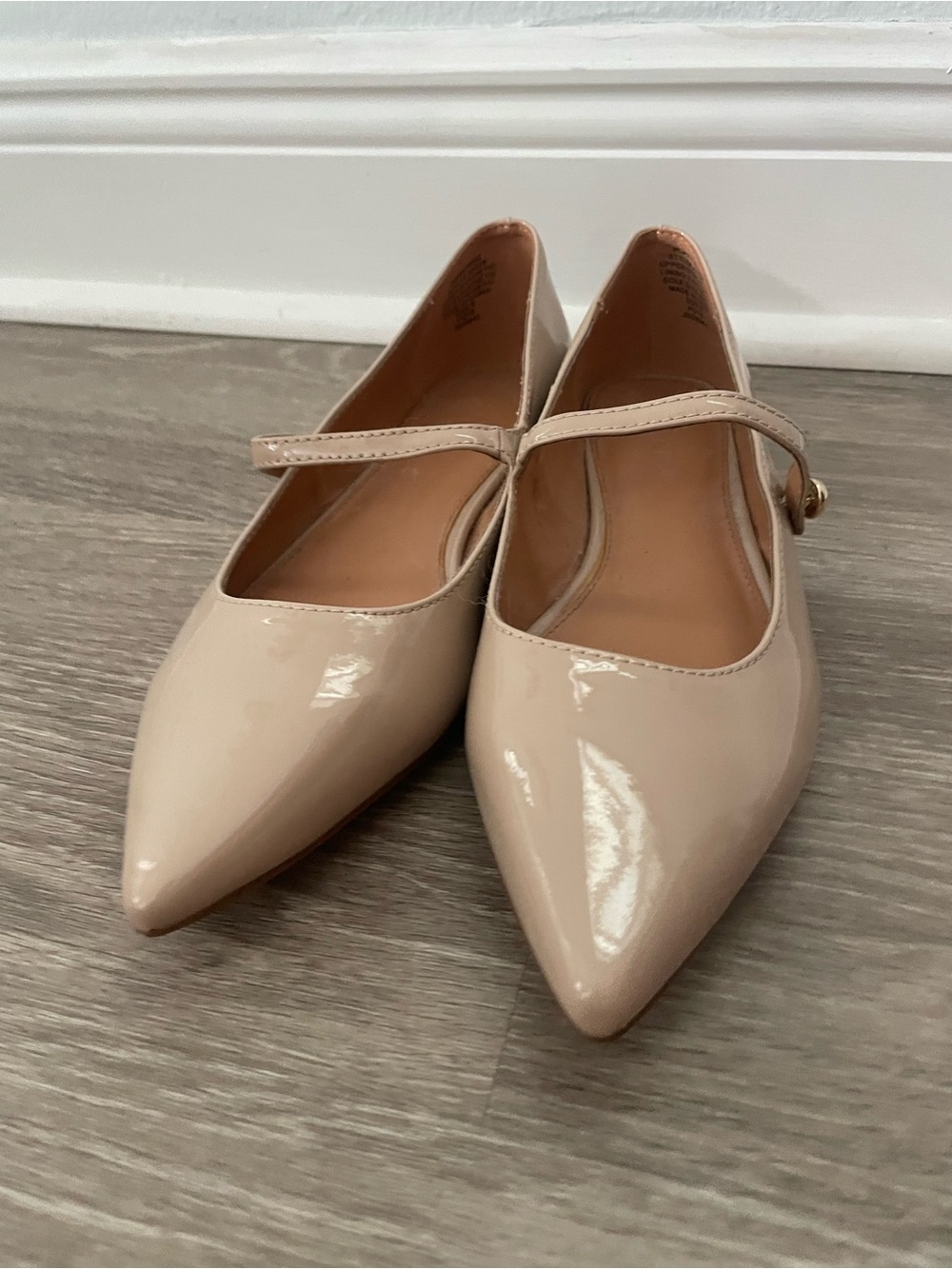 J. Crew Nude Patent Pointed Mary Jane Flats